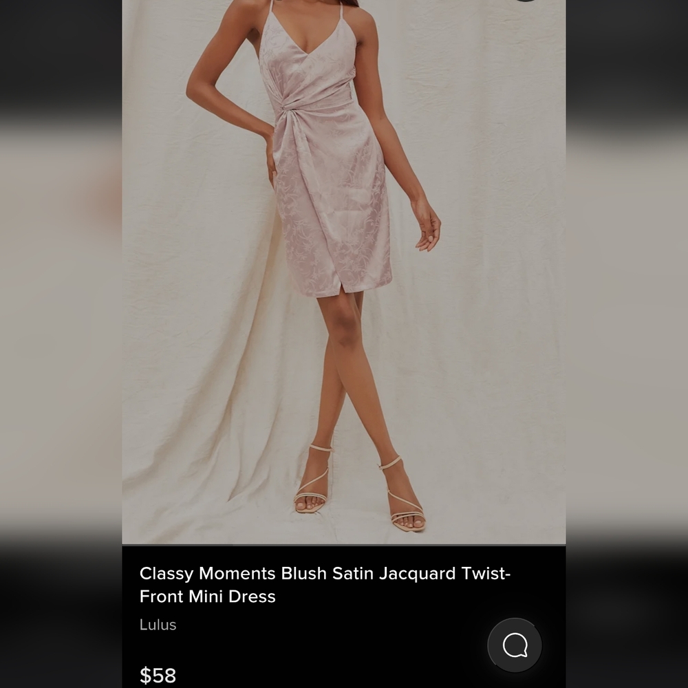 Lulu's Blush Satin Jacquard Twist-Front Mini Dress
